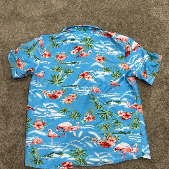 🦩 Retro Tropical Flamingo & Hibiscus Hawaiian Shirt - Size Large - Picture 3 of 6